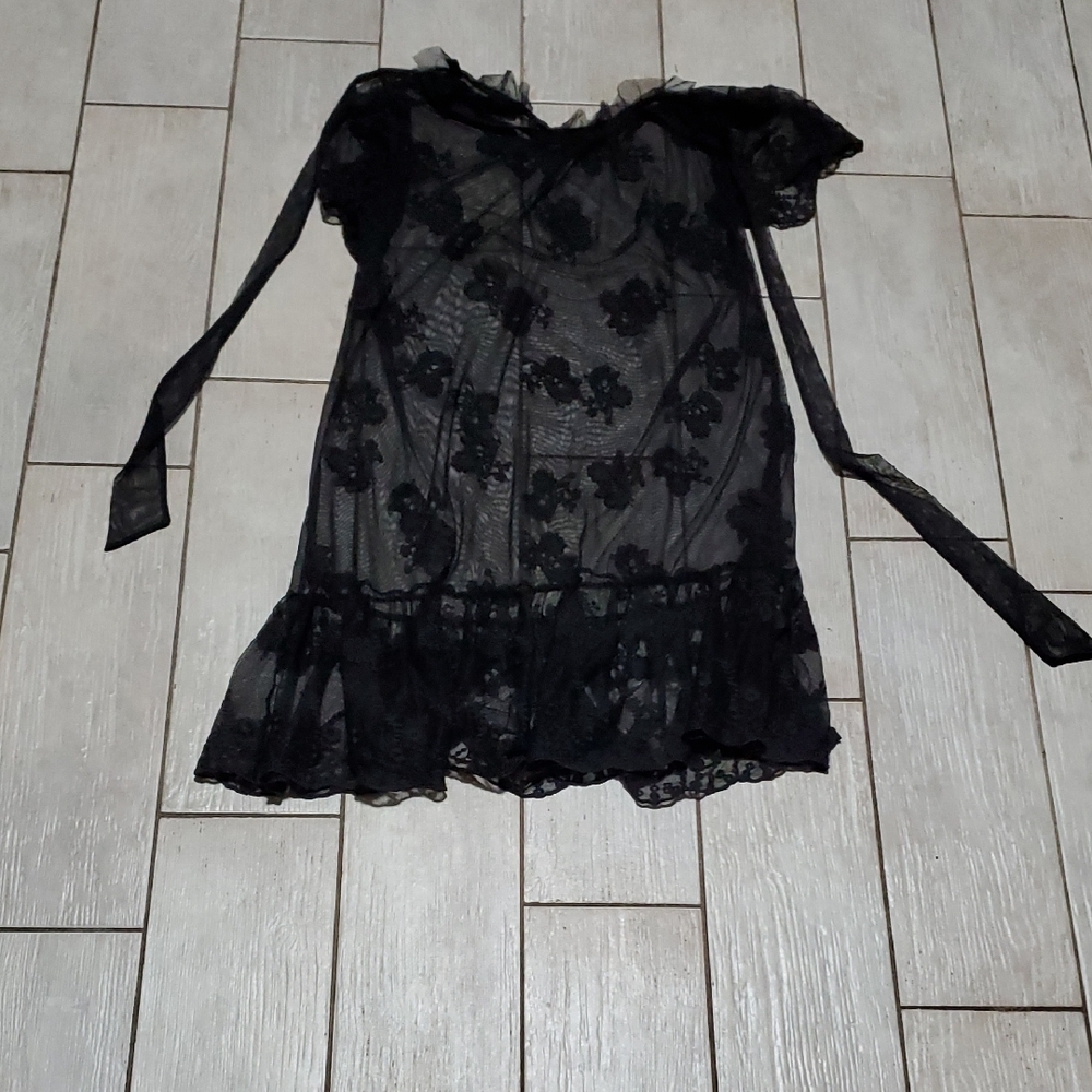 Black Lace Floral Dress